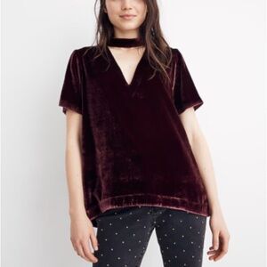 Madewell Small Crushed Velvet Choker Top NWT